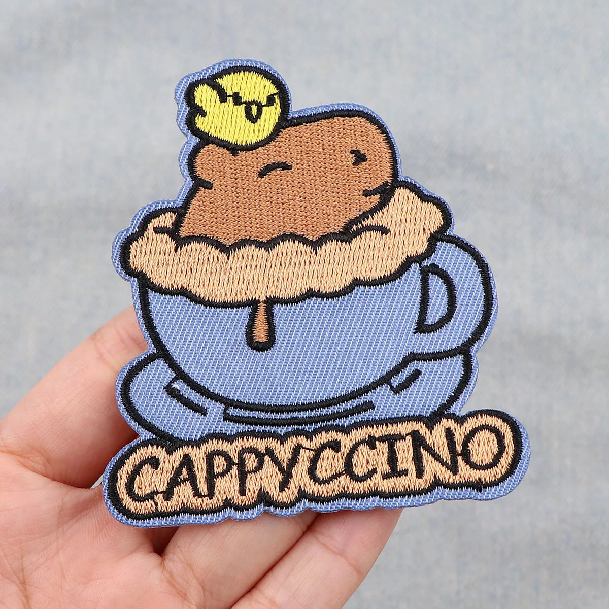 Capybara Embroidered Iron-On Patch - Cute Coffee Lover Gift