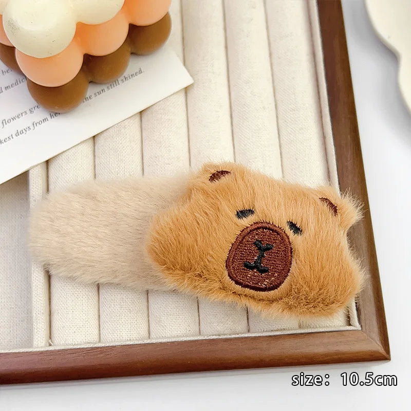 Capybara Plush Hair Clips Set - Cute Meatball Ponytail Accessories