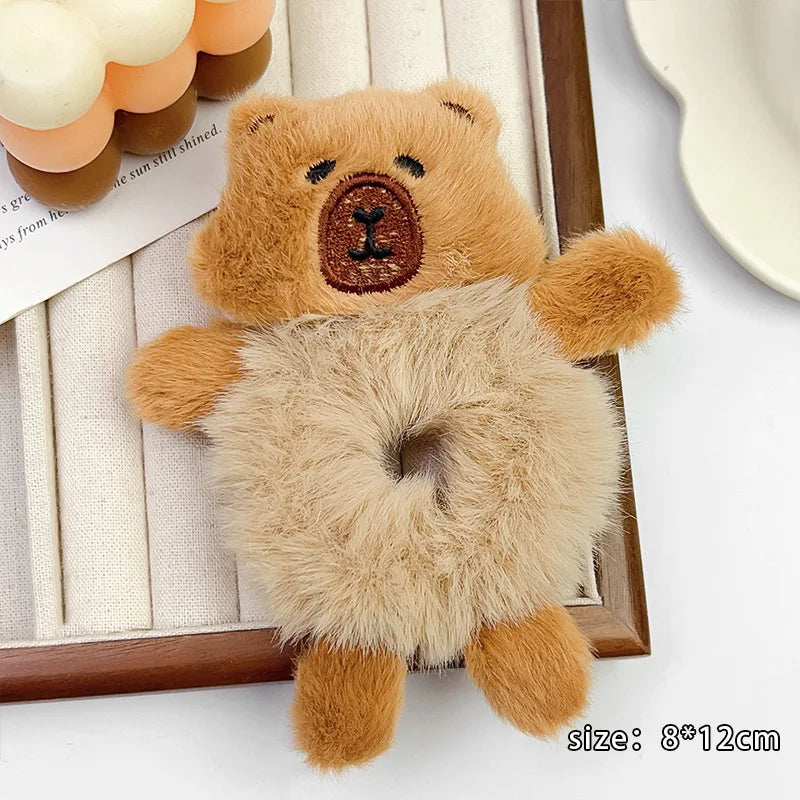 Capybara Plush Hair Clips Set - Cute Meatball Ponytail Accessories