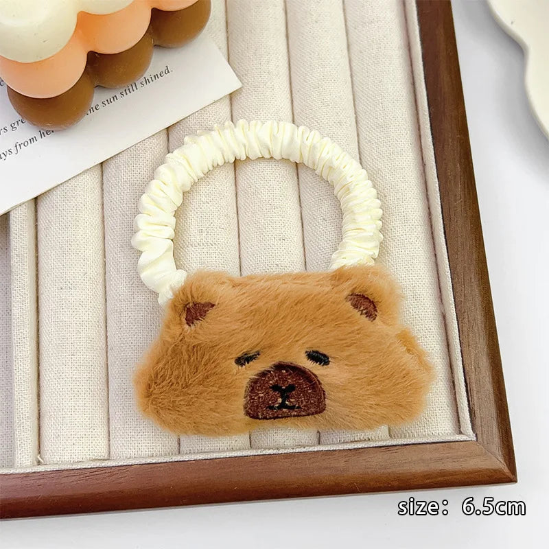 Capybara Plush Hair Clips Set - Cute Meatball Ponytail Accessories