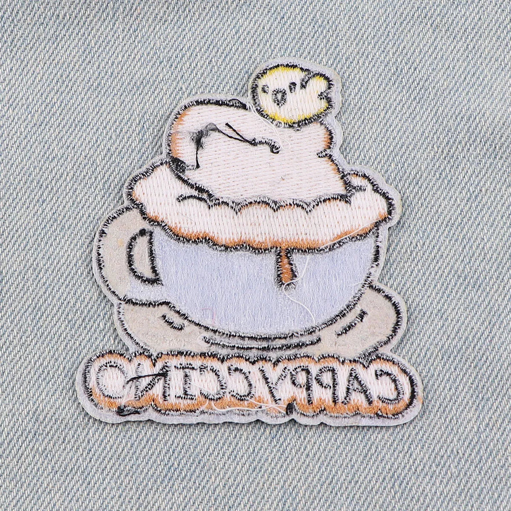 Capybara Embroidered Iron-On Patch - Cute Coffee Lover Gift