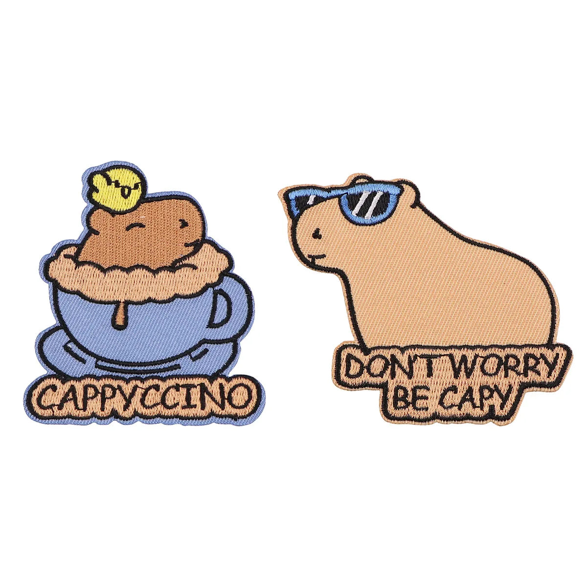Capybara Embroidered Iron-On Patch - Cute Coffee Lover Gift